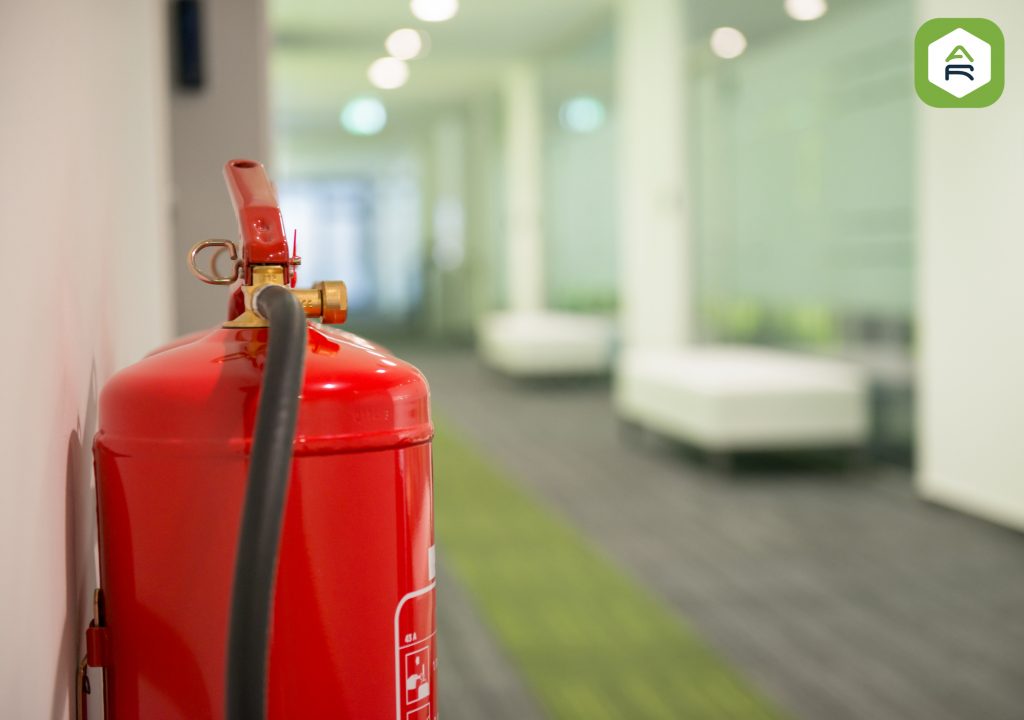 fire extinguisher in a hall