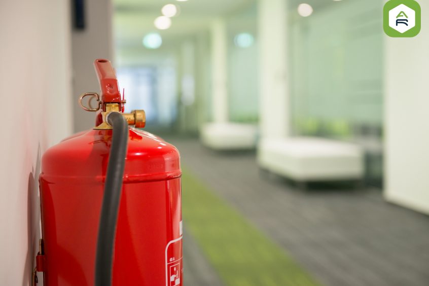 fire extinguisher in a hall